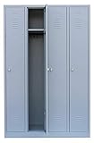 Lüllmann 4er Spind komplett montiert grau 180x117x50cm Umkleide Stahl Kleiderspind Garderobenschrank Metallspind Spindschrank 510140