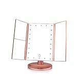 PHONME Make-up-Spiegel Licht Make-up-Spiegel for Desktop-Dusche Badezimmer Verwendung Faltbarer Touch-Dimmer Beauty Cosmetic Vergrößerungsspiegel rund Kosmetikspiegel für Zuhause