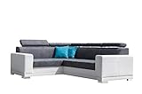 mb-moebel Ecksofa Eckcouch mit Bettkasten Sofa Couch L-Form Polsterecke GRAU WEIß NILE II (Ecksofa Links)