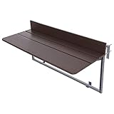 Gdmokle Klappbarer Balkonhängetisch Balkonklapptisch, 5-Fach höhenverstellbar, Aluminiumprofil-Tisch für Terrasse und Garten Geländer (80X37CM/31.5''X14.6'')
