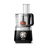 Philips Domestic Appliances HR7510/00 Küchenmaschine Viva Collection (800 W, 29 Funktionen, 2L Füllkapazität, 2-in-1 Schneidescheibe, Zitruspressenaufsatz) schwarz