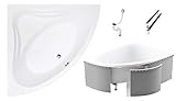 BADLAND Eckbadewanne Mia 140x140 mit Ablaufgarnitur und Füßen GRATIS + ohne/mit Verkleidung Styropor (mit Styropor)