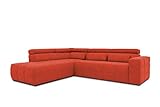 DOMO Collection Brandon Ecksofa, Sofa mit Rückenfunktion in L-Form, Polsterecke, Eckgarnitur, orange, Ottomane links