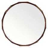 MUGGYZ Großer moderner Wandspiegel | 4,5 cm dicker Eichenholz-Kreisrahmen | schwebende runde Glasscheibe | Waschtisch, Schlafzimmer oder Badezimmer | einzigartige Wanddekoration (Farbe: Braun, Größe: