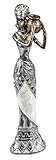 dekojohnson Exklusive Dekofigur Afrika-Deko-Dame Skulptur Afrikanischer-Dekoartikel Statue Zulu-Frau stehend Silber Gold 7x4x27 cm Gross