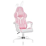 JOYFLY Pink Gamer Stuhl mit Hochlehner Bürostuhl PU-Leder Gaming Sessel mit Lendenwirbelstütze für Mädchen PC-Stuhl Ergonomische Gaming Stuhl, Kopfstütze Lordosenstütze (Rosa)