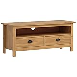 JUNZAI TV-Schrank, Fernsehtisch, Tv Lowboard, Fernsehschrank, Tv Bank, Tv Table, Tv Kommode, Hill Range Honigbraun 110x40x47 cm Kiefer Massivholz