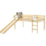 IDIMEX Spielbett Hochbett mit Rutsche Benny für Kinder Kiefer massiv in Natur lackiert 90 x 200 cm (B x L)