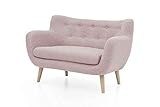 Möbelfreude Doluna Couch Jana Altrosa Zweisitzer mit Massivholz-Füßen - Buche 86 cm (H) x 134 cm (B) x 80 cm (T)