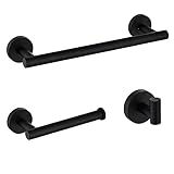 KURTIK Toilettenpapierhalter,Klopapierhalter Badezimmer Handtuchwärmer Set Matte Black Edelstahl Handtuchhalter Toilettenpapierhalter Handtuchhalter Kleiderhaken Hardware Set (Color : Black Set)