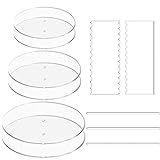 NICAVKIT 11Pcs Tortenplatte Set, Kuchenbasis Runde Kuchenplatten aus Acryl – 6 Stück Kuchenscheiben Kreis Bodenplatten Tortenständer mit Mittelloch – 2 Kammschaber (4 Muster) & 3 Dübelstange
