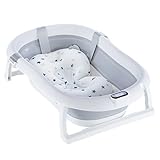 moovkee. Baby Badewanne Faltbar mit Thermometer und Badekissen - Faltbare Badewanne Baby 80 cm - Babywanne Einsatz - Babybadewanne Neugeborene Baby Wanne Set Neugeboren - Baby Bathtub - Baby Bath Seat