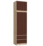 AKORD | Kleiderschrank mit Auszug | Geräumiger Innenraum | Platzsparende Aufbewahrung | Einlegeböden, Kleiderstange und Schubladen | 234 cm Hoch | Einfache Montage | Eiche Sonoma-wenge