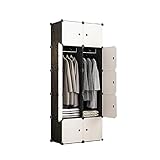 OUYOXI Kleiderschrank Kleiderschrank Tragbarer Kleiderschrank Schlafzimmer Spind Modularer Schrank mit Hängeschienen Würfelschrank Kombinationsschrank Kleiderschrankregal (Größe: B) (AB)