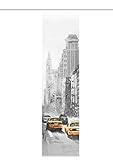 84052 | Schiebegardine MANTIGO, blickdichter Dekostoff, mit New York- BZW. Taxi/Cab-Motiv, 245x60cm, Farbe: Grau