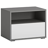 Lomadox Nachtkommode, Nachtschrank mit 1 Schubkasten Jugendzimmer in grau mit weiß, B/H/T: ca. 54/41/40 cm