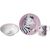 Flirt by R&B Kindergeschirr Happy Zoo Zebra, rosa, 3-teilig (1 Set)