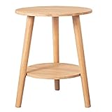 Runder Esstisch, Kleiner Holz-Beistelltisch, Küchen-Nachttisch, Esstisch, Couchtisch, Tisch mit Beinen aus 100% Massivholz (Größe: 60 x 50 cm)