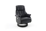 Robas Lund Sessel Leder Relaxsessel elektrisch bis 150 Kg TV Sessel, Relaxer Fernsehsessel Echtleder schwarz, Calgary Comfort XL