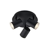 BRILONER Leuchten - Deckenspot, Badleuchte, Badlampe, Deckenleuchte, Strahler dreh- und schwenkbar, 3x LED/GU10, IP44, Schwarz, 210x112mm (DxH) 2731-035