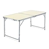 Toboli Campingtisch klappbar 120x60x70cm höhenverstellbar 55/62/70cm tragbarer Multifunktionstisch