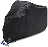 Wasserdicht Motorradabdeckung Roller Abdeckplane Motorradgarage Outdoor 190T Motorradplane Cover Schutzhülle Staubdicht, 245 * 105 * 125 cm Schwarz