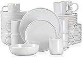 Tafelservice Steingut, vancasso SESAM Geschirrservice, 32 teiliges Kombiservice, mit Kuchentellern, Flachtellern, Kaffeetassen und Schalen, Scandinavian Design für 4-12 Personen