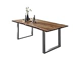 SAM Esszimmertisch 140x80 cm ULM, Baumkantentisch naturfarben, Akazienholz massiv, U-Gestell aus Metall Silber, FSC® 100% Zertifiziert