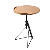 Couchtisch Höhenverstellbarer runder Couchtisch, kleiner Couch-Snack-Beistelltisch mit neigbarem Brett, faltbarer Sofa-Nachttisch-Laptopständer, mit Holztischplatte und dreieckigen Metallbeinen Beiste
