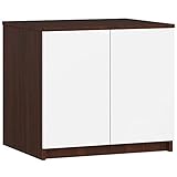 ADGO Erweiterung für einen Kleiderschrank 60x55x51 cm, Kleiner Zusätzlicher Zweitüriger Schrank, Schrankaufsatz, Standard Kleiderschrank, Stauraum, Deckenschrank, Vergrößerung (Wenge-Weiss)