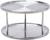 AISHNA Drehbares Gewürzregal aus Edelstahl, Lazy Susan Küchen Organizer mit Zwei Ebenen, Schrankrondell für Küche Wohnzimmer Bad Schlafzimmer Lagerung