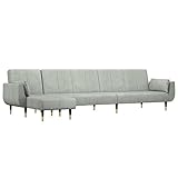 vidaXL Schlafsofa in L-Form Hellgrau 275x140x70 cm Samt