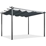 EROMMY 4 X 3m Pergola Garten Pavillon Aluminium mit Schiebedach Überdachung, Wasserdicht Sonnendach Sonnen Schutz, Winterfest Stabil Alu Pergola für Terrasse