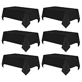 6 Packungen Schwarze Tischdecken Polyester Rechteckige Tischdecken 153 x 260cm, wasserdichte und Knitterfeste, Schwarze Waschbar Tischdecken im Hochzeit Geburtstag Party Küche Empfang Drinnen Draußen