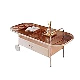 AOKLEY Couchtisch Schlichter, moderner Couchtisch, Mitteltisch, Sofatisch mit offenem Ablagefach und Schublade for Wohnzimmer, Heimbüro, Cocktailtische, einfache Montage Kaffeetisch Beistelltisch