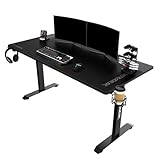 ULTRADESK Momentum | Ergonomischer Gaming-Stuhl mit riesiger Arbeitsfläche, XXL-Pad, Handy-Ständer, Becherhalter | Stahlkonstruktion mit Verstärkungen, belastbar bis 130 kg | Schwarz, 152,5x70 cm