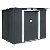 HATTORO P100 Metall Gerätehaus M 213×130×173cm Geräteschuppen 4m³ Schuppen Gartenhaus Outdoor Dunkelgrau Anthrazit