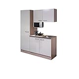 NJDT Miniküche Singleküche Mini Küchenzeile Mit Spüle Mikrowelle 150 cm Beige Creme