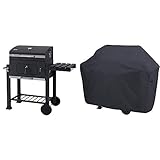 tepro Grillwagen Toronto Click Holzkohlegrill, Anthrazit/Edelstahl & Amazon Basics - Gasgrill-Abdeckung - Klein, Schwarz