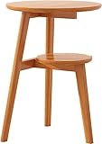 Moderner Wohnzimmer-Couchtisch, Sofa-Beistelltisch, 2-stufiger Beistelltisch, Eichen-Nachttisch, dreieckige Stützstruktur, 16,5-Zoll-runder Couchtisch für Wohnzimmer, Schlafzimmer,
