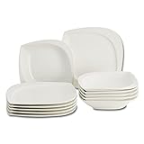 Peill+Putzler Germany Geschirrset | Tafelservice 12-tlg für 6 Personen in weiß aus hochwertigem Porzelan gefertigt | modernes Design der Teller und Tassen