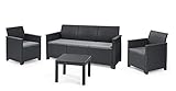 Koll Living Lounge-Set Emma 4-TLG. 3er Sofa, 2 Sessel & Tisch, Sitzgruppe in ansprechender Rattanoptik - höchster Sitzkomfort durch ergonomische Rückenlehnen