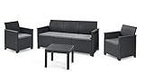 Koll Living Lounge-Set Emma 4-TLG. 3er Sofa, 2 Sessel & Tisch, Sitzgruppe in ansprechender Rattanoptik - höchster Sitzkomfort durch ergonomische Rückenlehnen