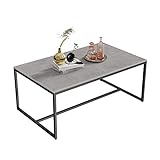 FATIVO Couchtisch Modern Grau Metallgestell: Marmor Quadratisch Skandinavisch Kaffeetisch Wohnzimmertisch - Beistelltisch für Wohnzimmer 100x60x42cm