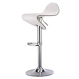 Home Barstühle Verstellbare Höhe Drehhocker H80 cm Bar Restaurant Mode Metall Barhocker PU Stoffkissen galvanisierte Metallhalterung für Küche Esszimmer und Wohnzimmer (Farbe: Weiß)
