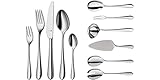 WMF Merit Besteck Set 12 Personen, 66 teilig, 60 Teile mit Servierbesteck, Hohlheftmesser, Cromargan protect poliert, kratzbeständig, spülmaschinenfest