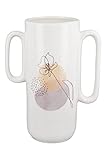 Gilde Vase mit Henkel One Line Flower weiß mit Motiv in lila/orange H: 25.50 cm B: 20 cm T: 11.50cm 32391