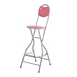 Tragbarer Hochstuhl, Bar Klapphocker für zu Hause, Esszimmerstuhl mit Rückenlehne und Fußstütze, Bürostuhl für Küche, Angeln, Balkon, Tragfähigkeit 150kg (Color : Red)
