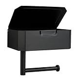 Yennefer An der Wand Befestigter Schwarzer Toilettenpapierhalter Aus Rostfreier mit Regal, SpüLbarem Taschentuchspender und Badezimmeraufbewahrung