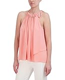 BCBGMAXAZRIA Damen Neckholder High Low Ärmellose Bluse, Pfirsich, XX-Small
